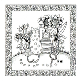 Colour Your Own Cats Three Cats Surrounded By Flowers — wholesale greeting card