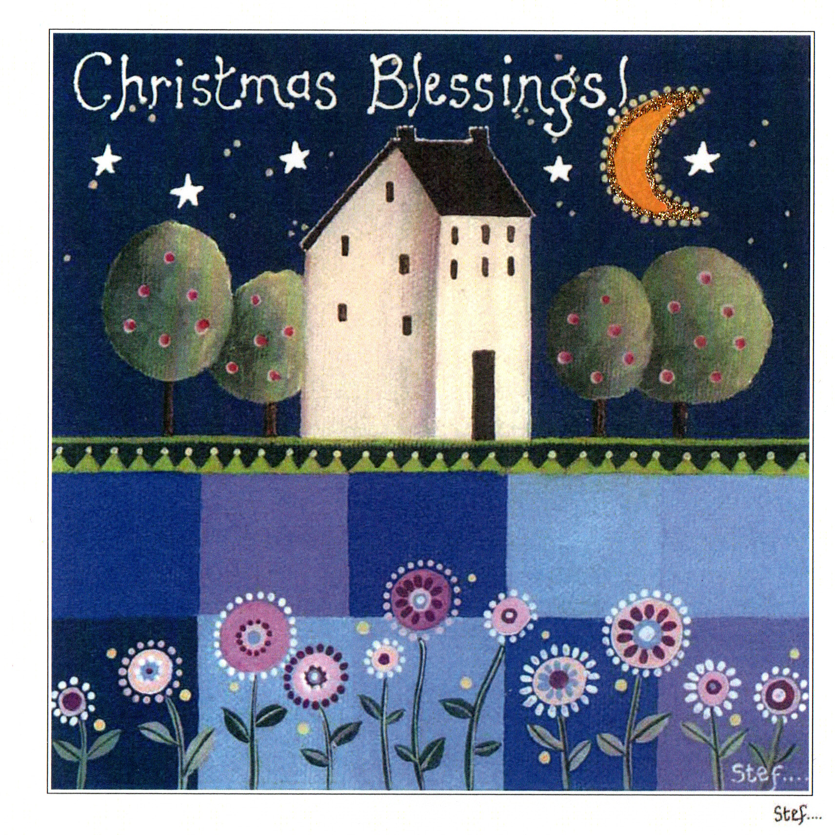 Christmas House Night Time — wholesale greeting card
