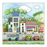 A Busy Colourful Street Scene — wholesale greeting card