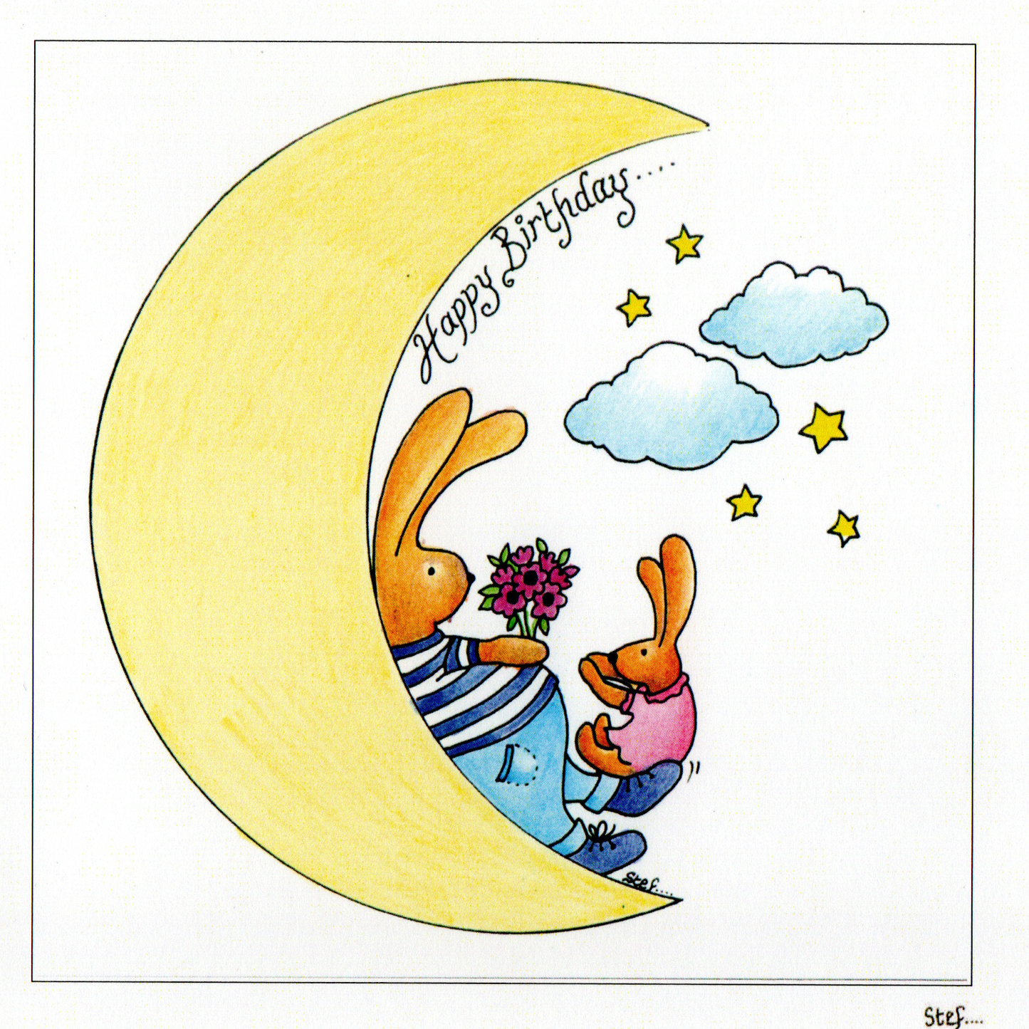 Happy Birthday Hares On The Moon — wholesale greeting card