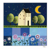 A Card Featuring A House In The Night Sky — wholesale greeting card