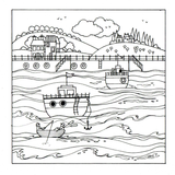 Colour Your Own Two Boats At Sea — wholesale greeting card