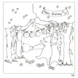 Colour Your Own Two Hares Dancing Happy Birthday — wholesale greeting card