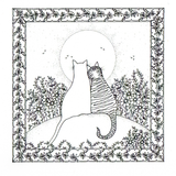 Colour Your Own Two Cats Snuggled Up Looking At The Moon — wholesale greeting card