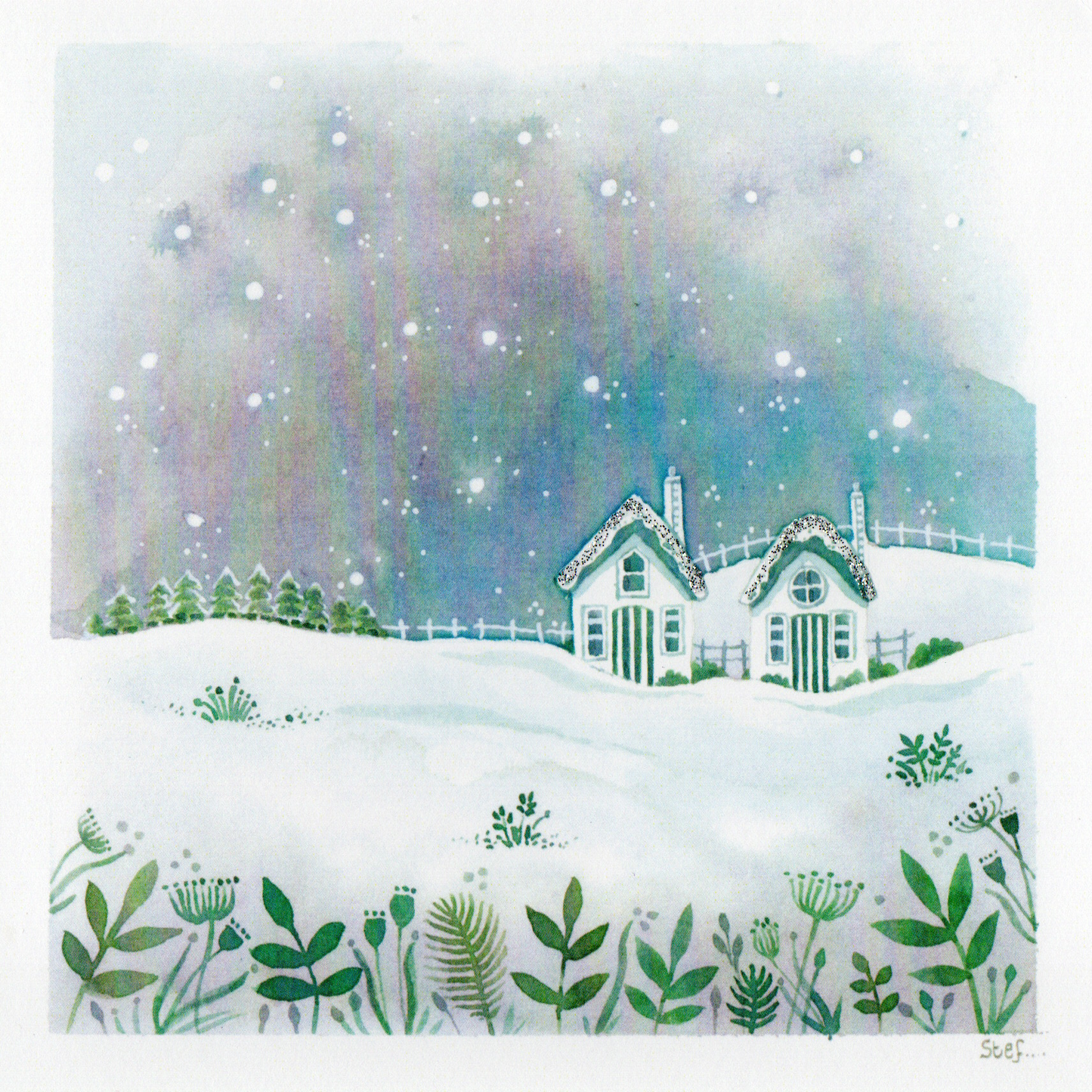 Two Small Cottages On A Winters Day — wholesale greeting card