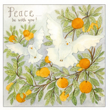 White doves in an orange tree with the word peace — wholesale greeting card