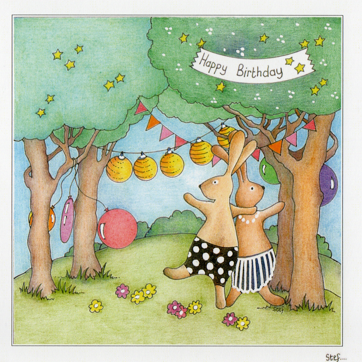 Happy Birthday  Dancing Hares — wholesale greeting card