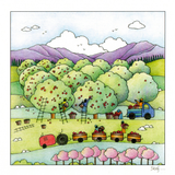 Countryside Scene With Apple Picking On The Farm — wholesale greeting card