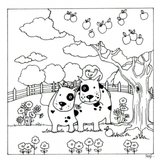 Colour Your Own Two Dogs In A Field — wholesale greeting card