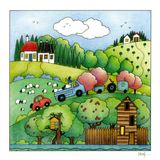 A Country Scene Featuring A Treehouse And Trees — wholesale greeting card