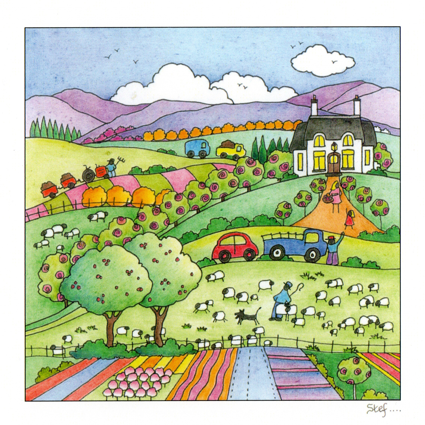 A Countryside Scene Including Sheep — wholesale greeting card