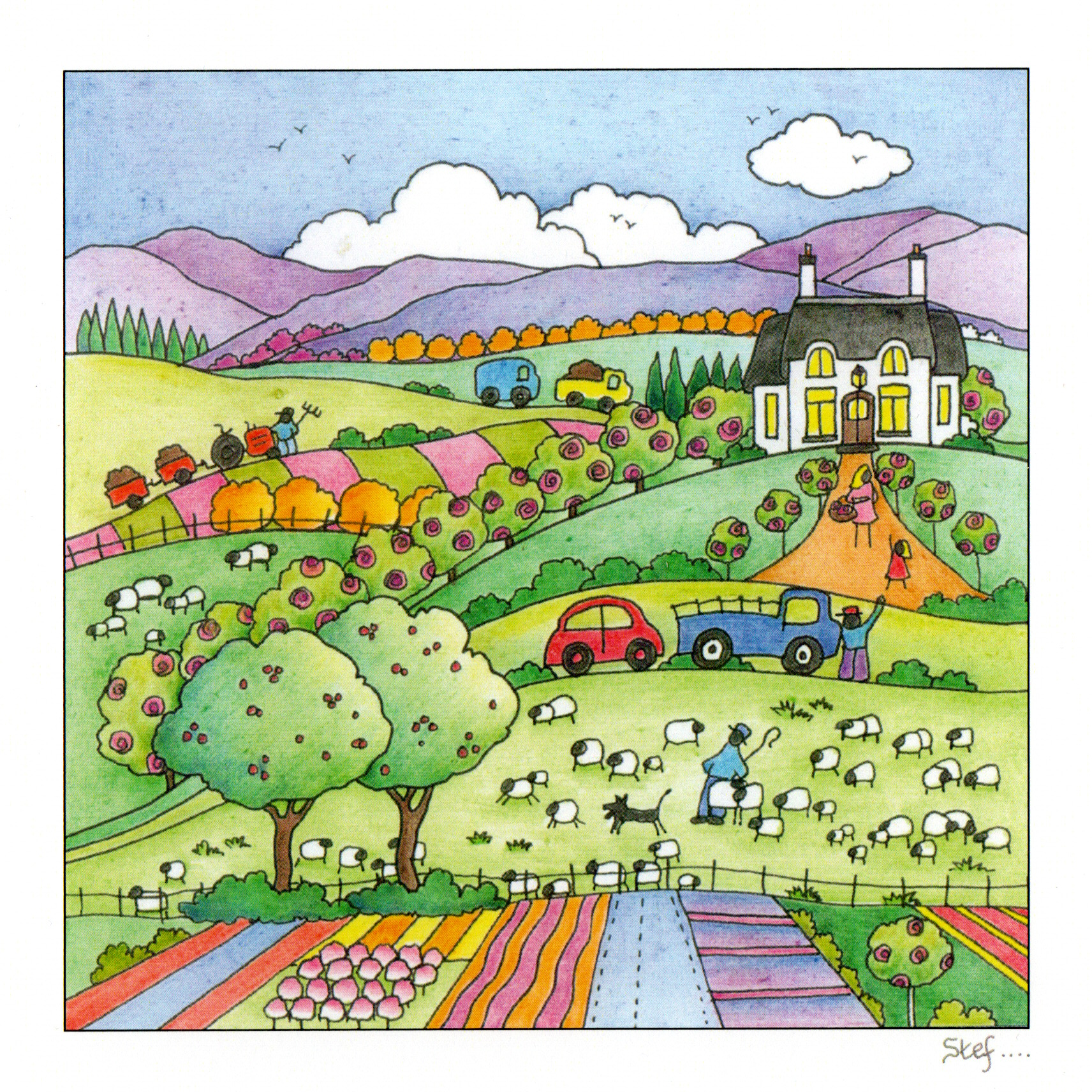 A Countryside Scene Including Sheep — wholesale greeting card