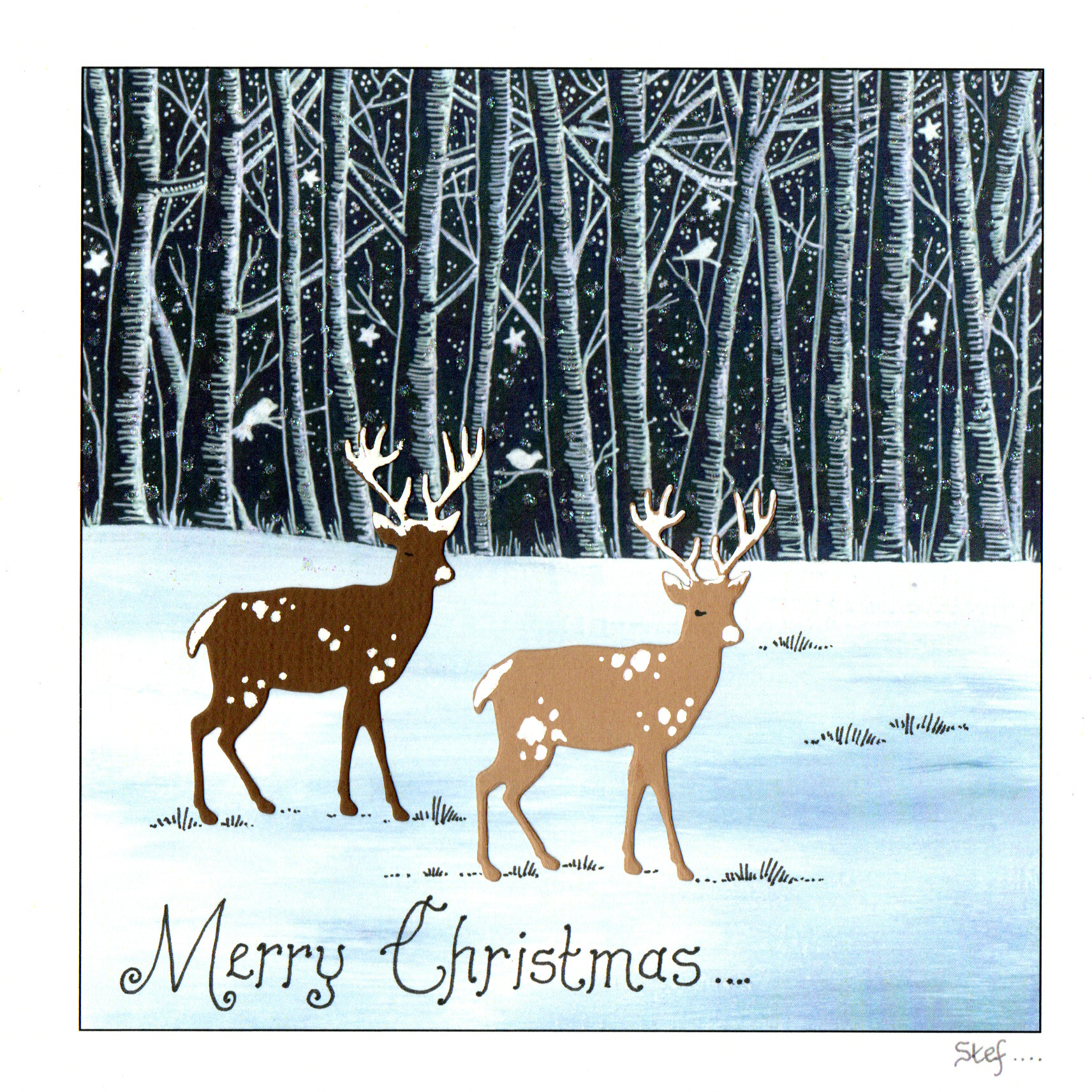 Two Reindeer Standing In The Snow — wholesale greeting card