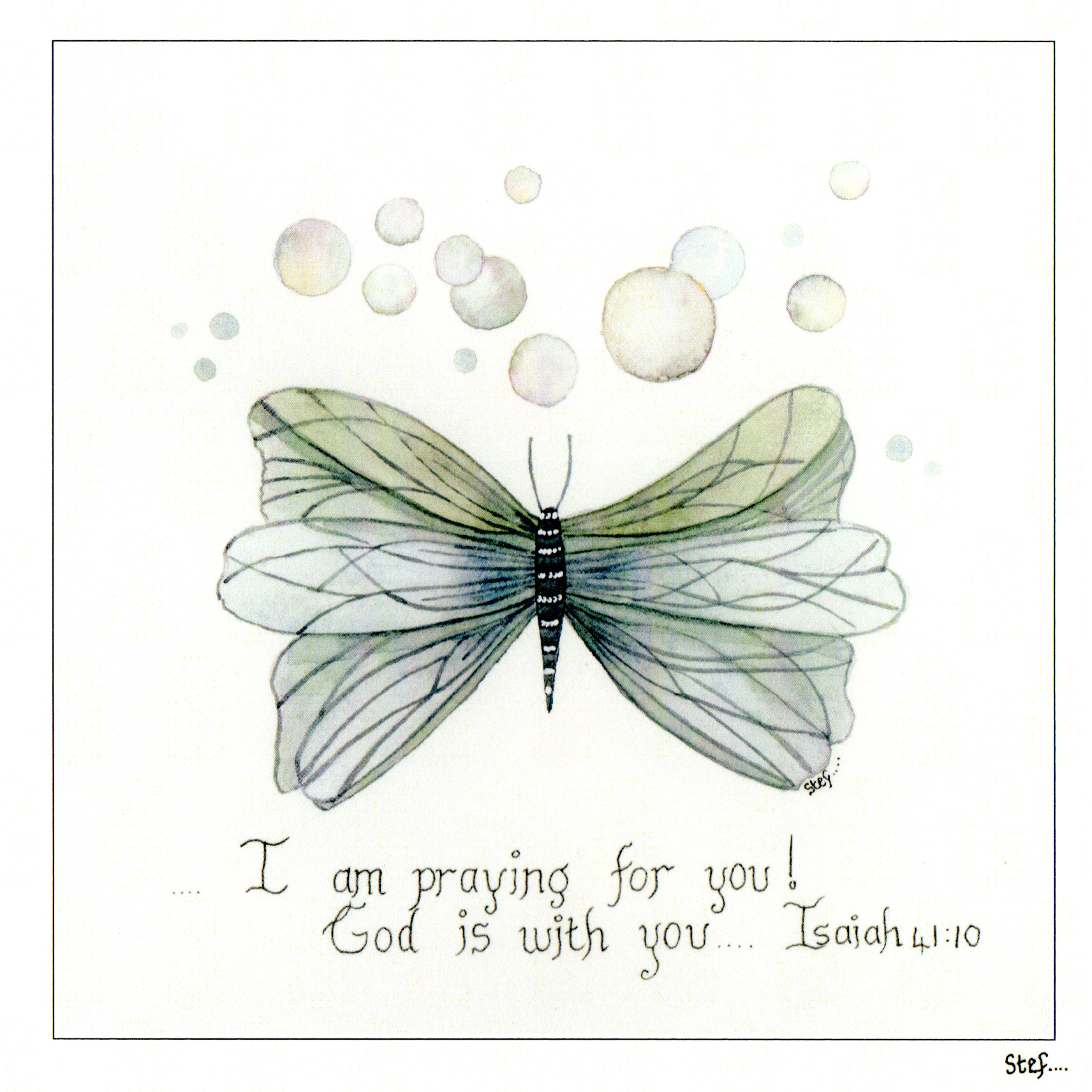 Christian Butterfly Praying For You — wholesale greeting card