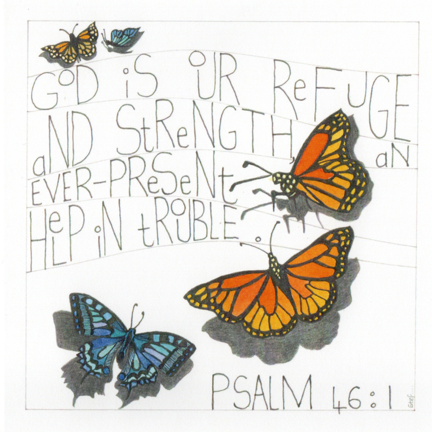Christian Butterflies Card With Psalm 46:1 Scripture — wholesale greeting card