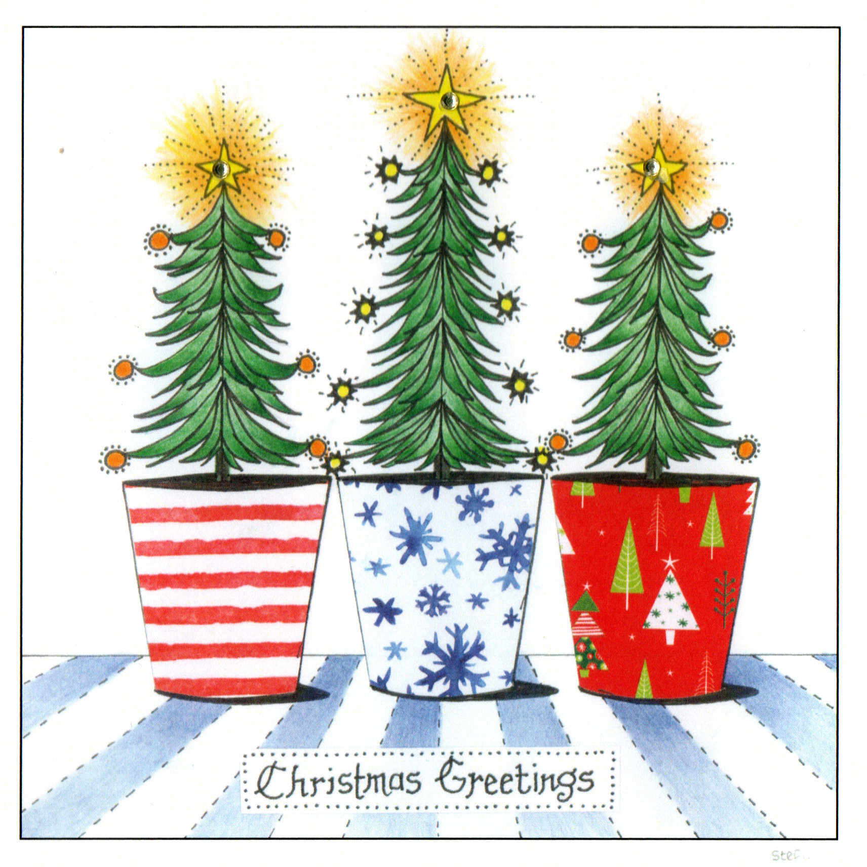 Three Christmas Trees — wholesale greeting card