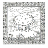 Colour Your Own Cats Lots Of Cats Under Trees — wholesale greeting card