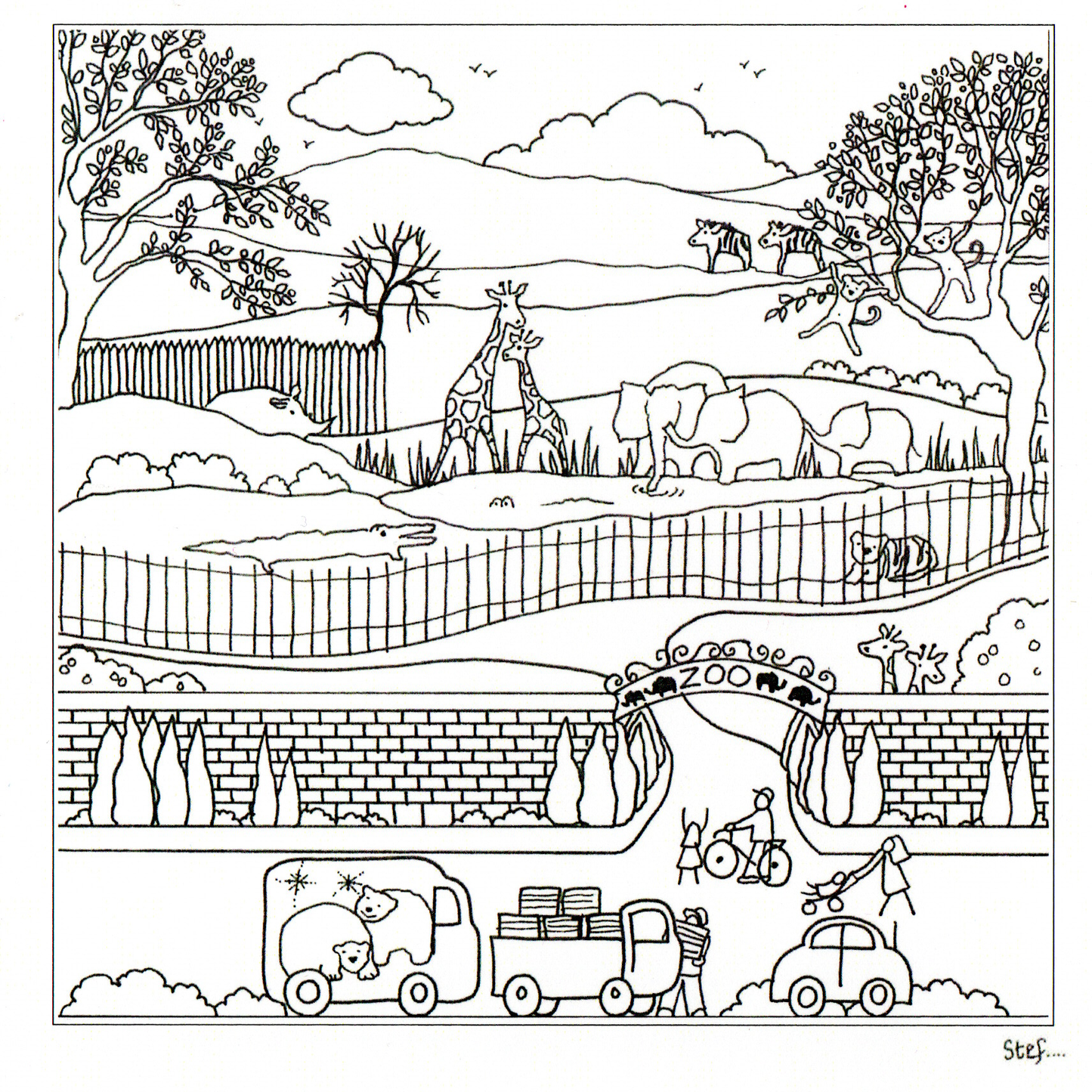Colour Your Own Zoo — wholesale greeting card