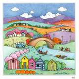 landscape scene of cars driving over a bridge image 0