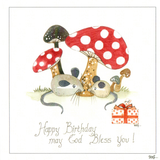 Christian  Mice and mushrooms Happy Birthday — wholesale greeting card