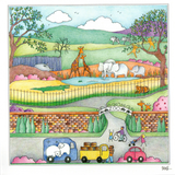 This Playful Card Shows A Colourful Zoo Scene — wholesale greeting card