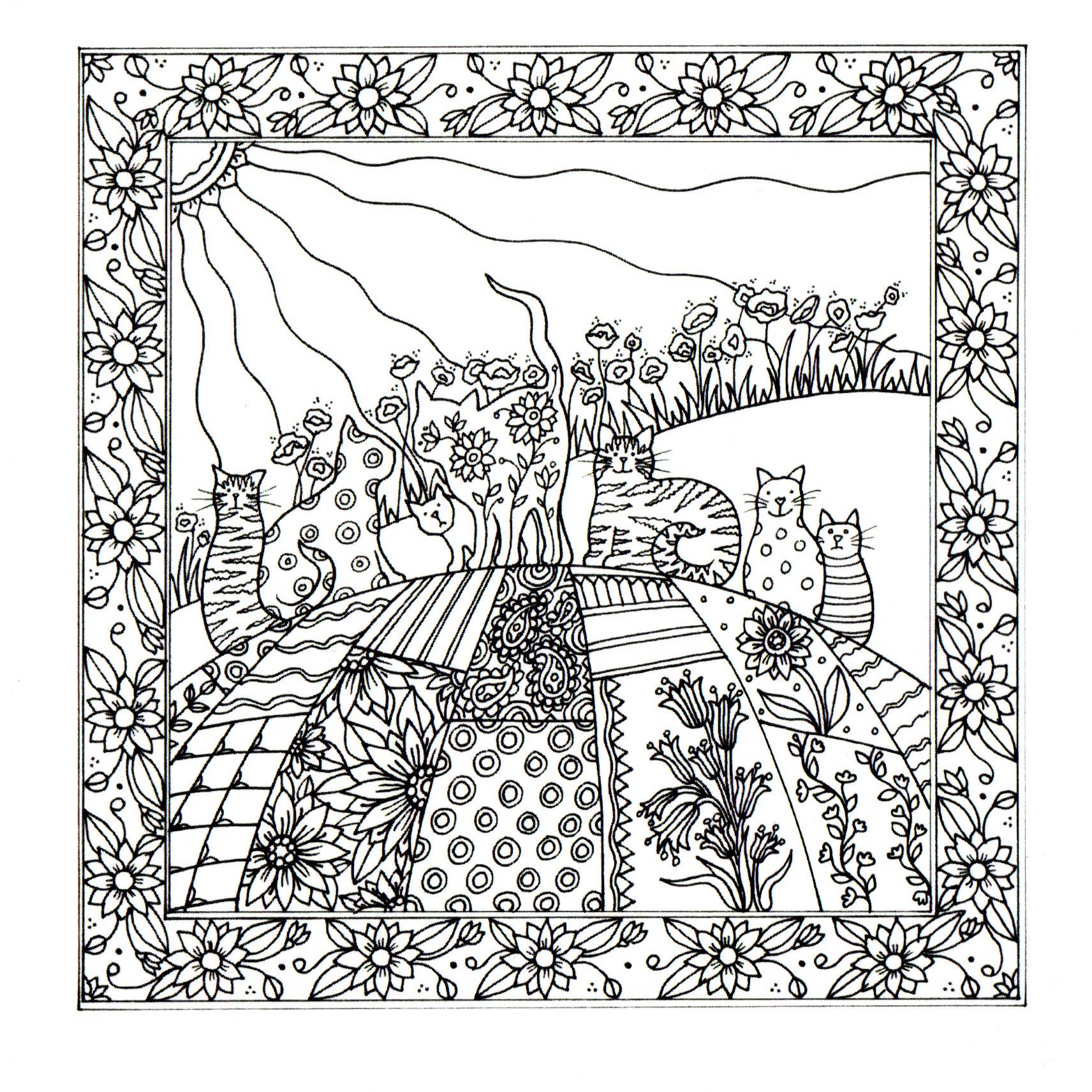Colour Your Own Cats On A Summers Day — wholesale greeting card