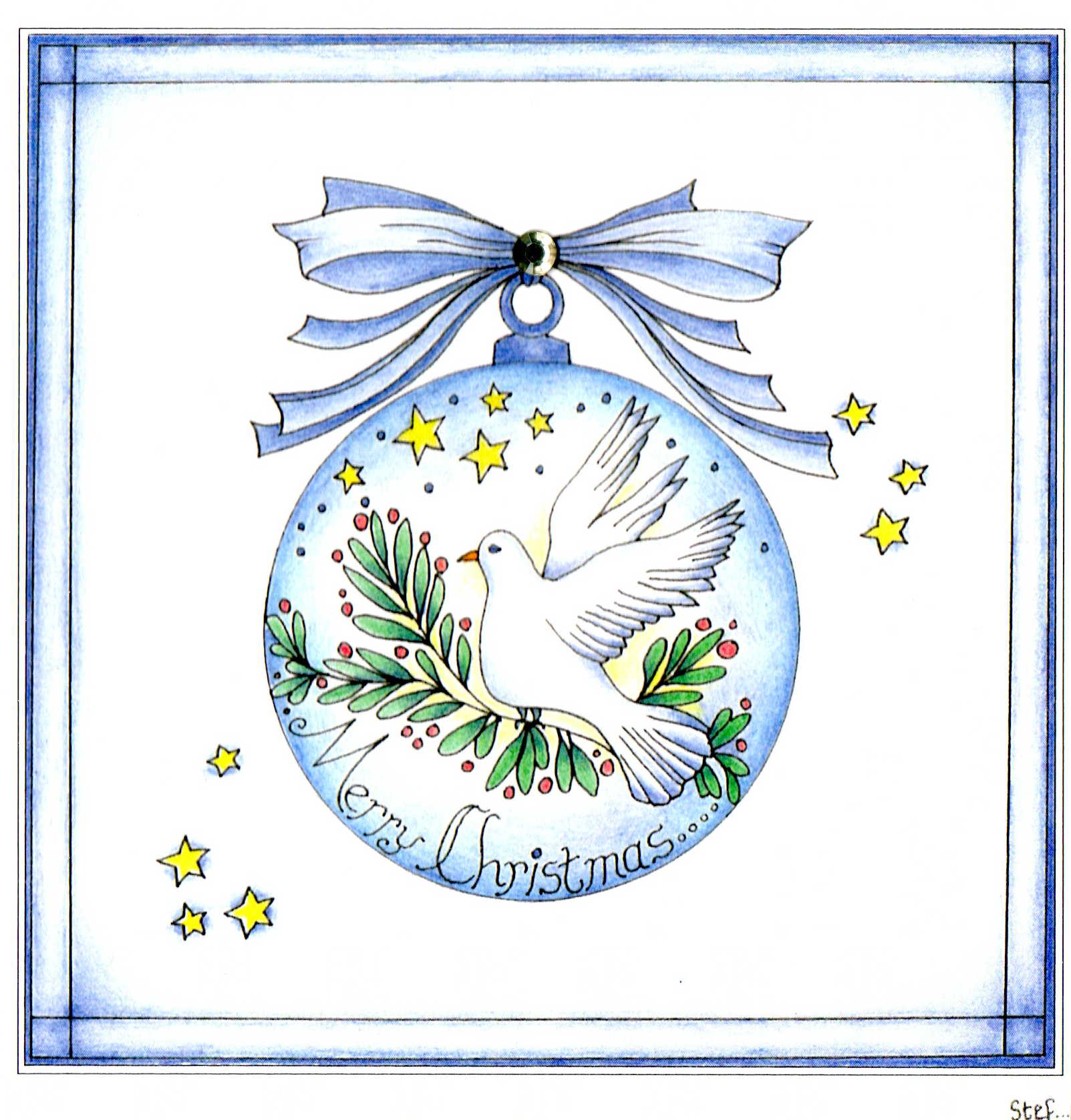 Merry Christmas Bauble With A Dove — wholesale greeting card