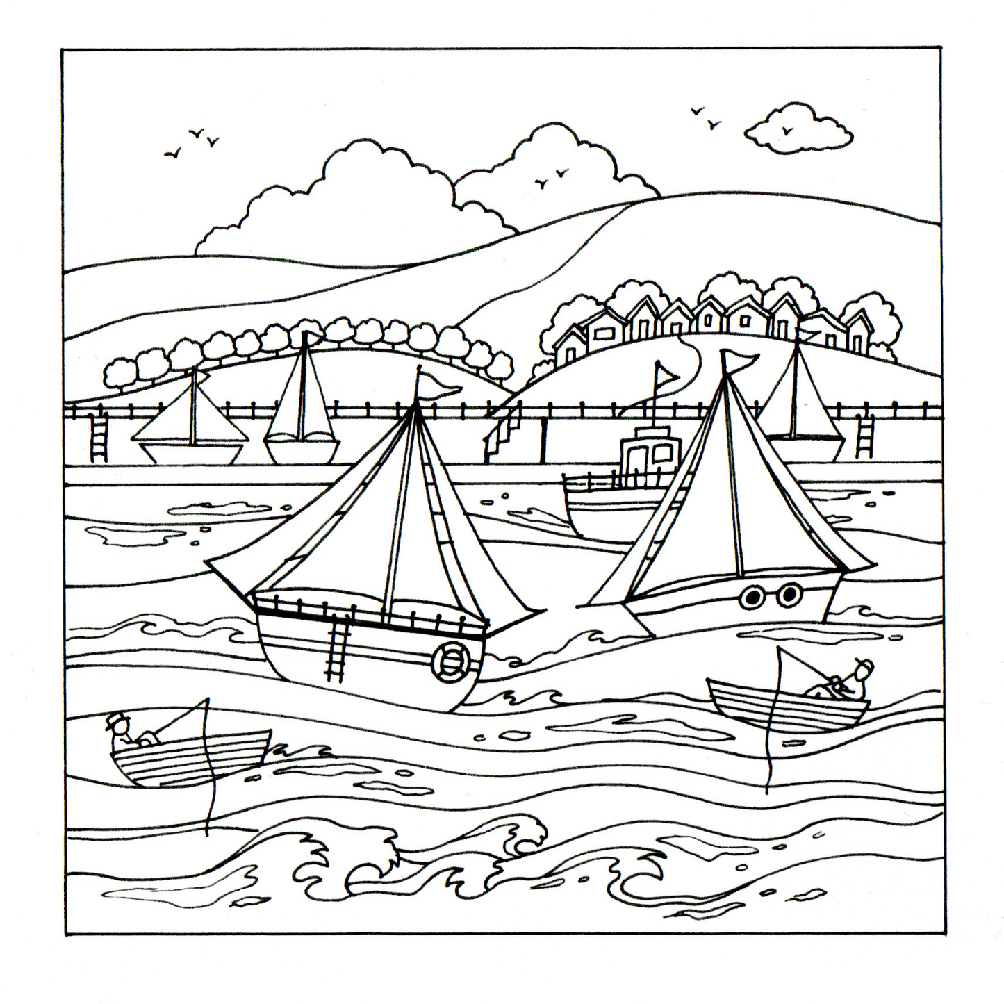 Colour Your Own Sailing Boats — wholesale greeting card