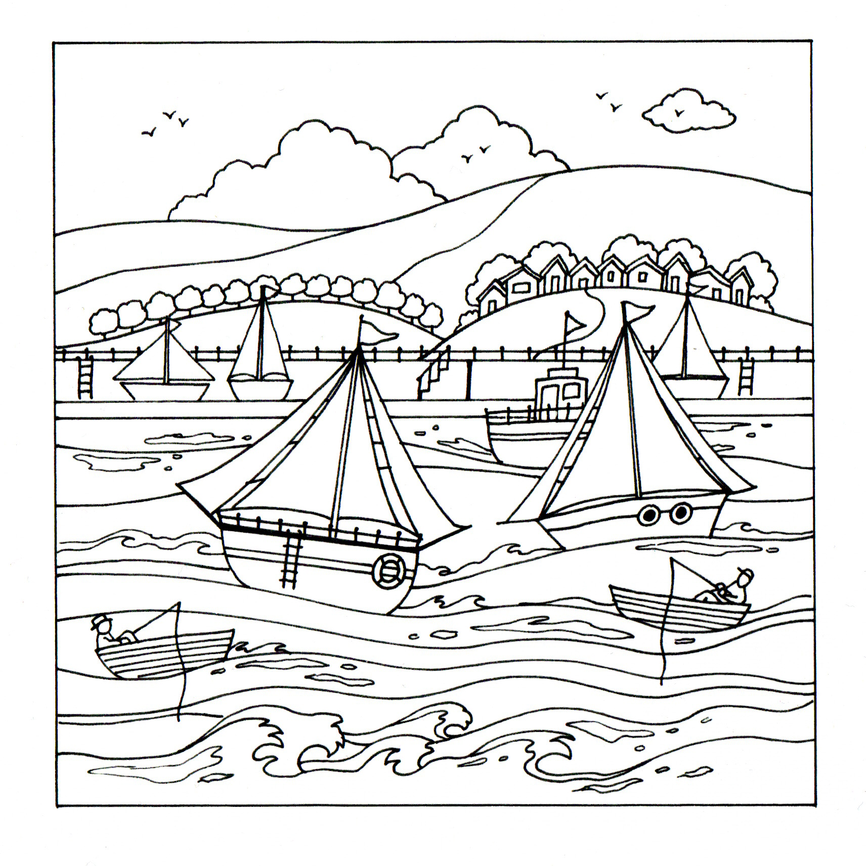 Colour Your Own Sailing Boats — wholesale greeting card