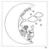 Colour Your Own Happy Birthday Hares On The Moon — wholesale greeting card