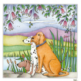 3 dogs sitting by a lake image 0