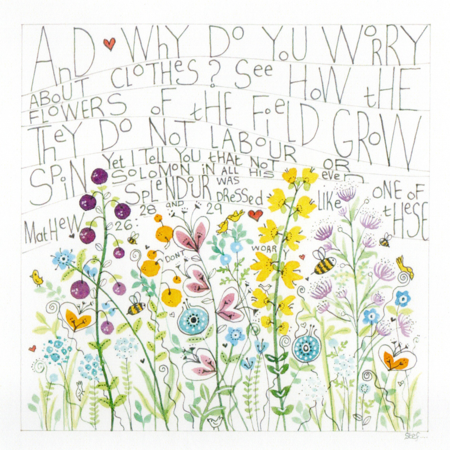 Christian Wildflowers With Bees And Butterflies — wholesale greeting card