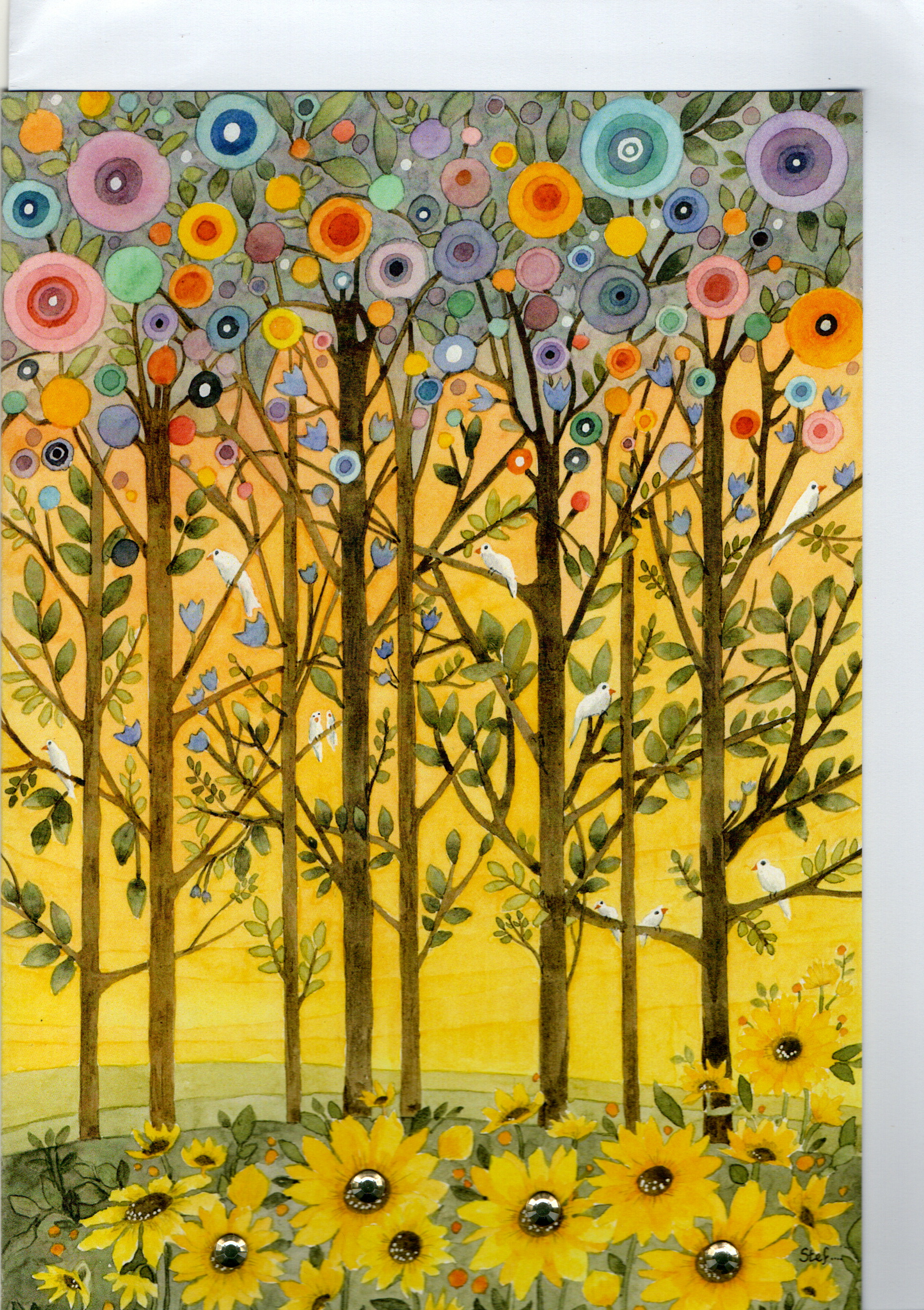 Colourful Woodland Trees Illustration  Large Card — wholesale greeting card