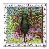 A black cat sitting amongst the branches — wholesale greeting card