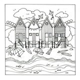 Colour Your Own Beach Huts — wholesale greeting card