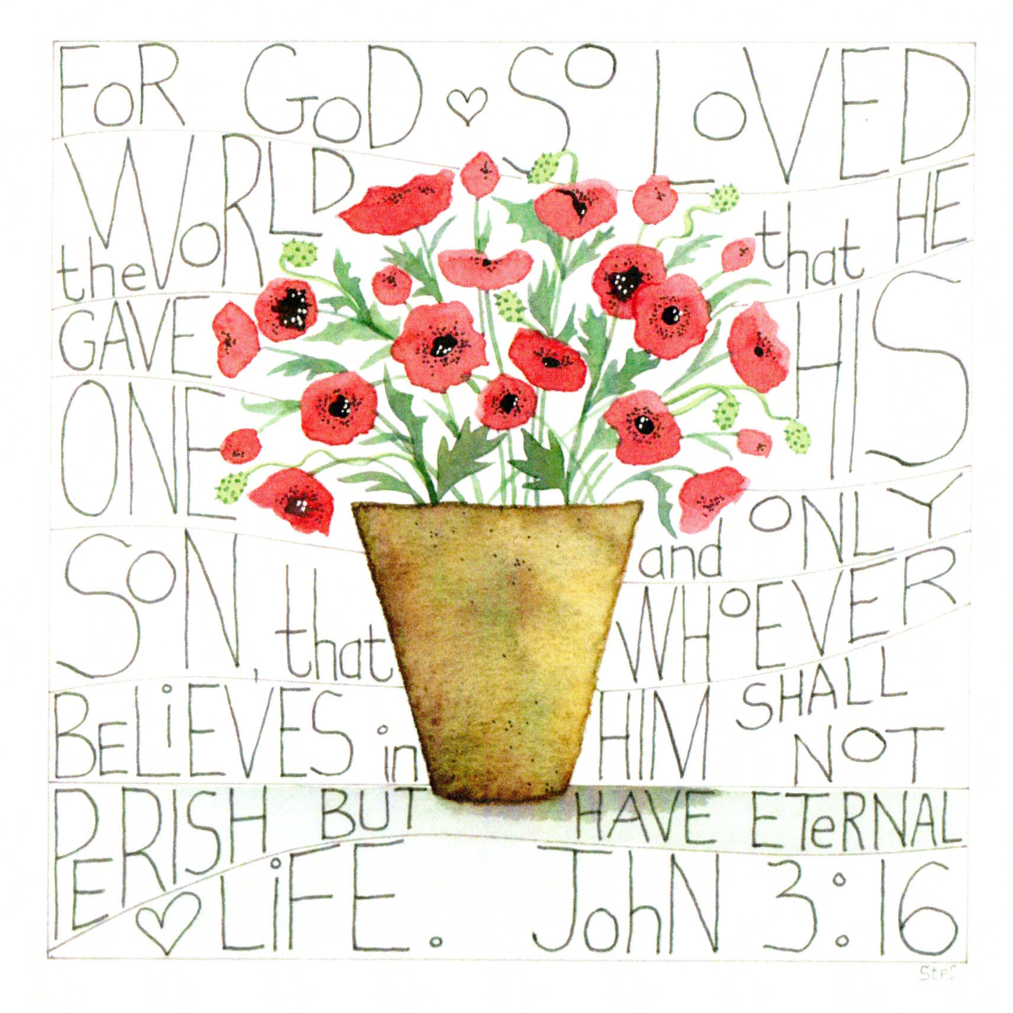 Christian Pot Of Red Poppies — wholesale greeting card