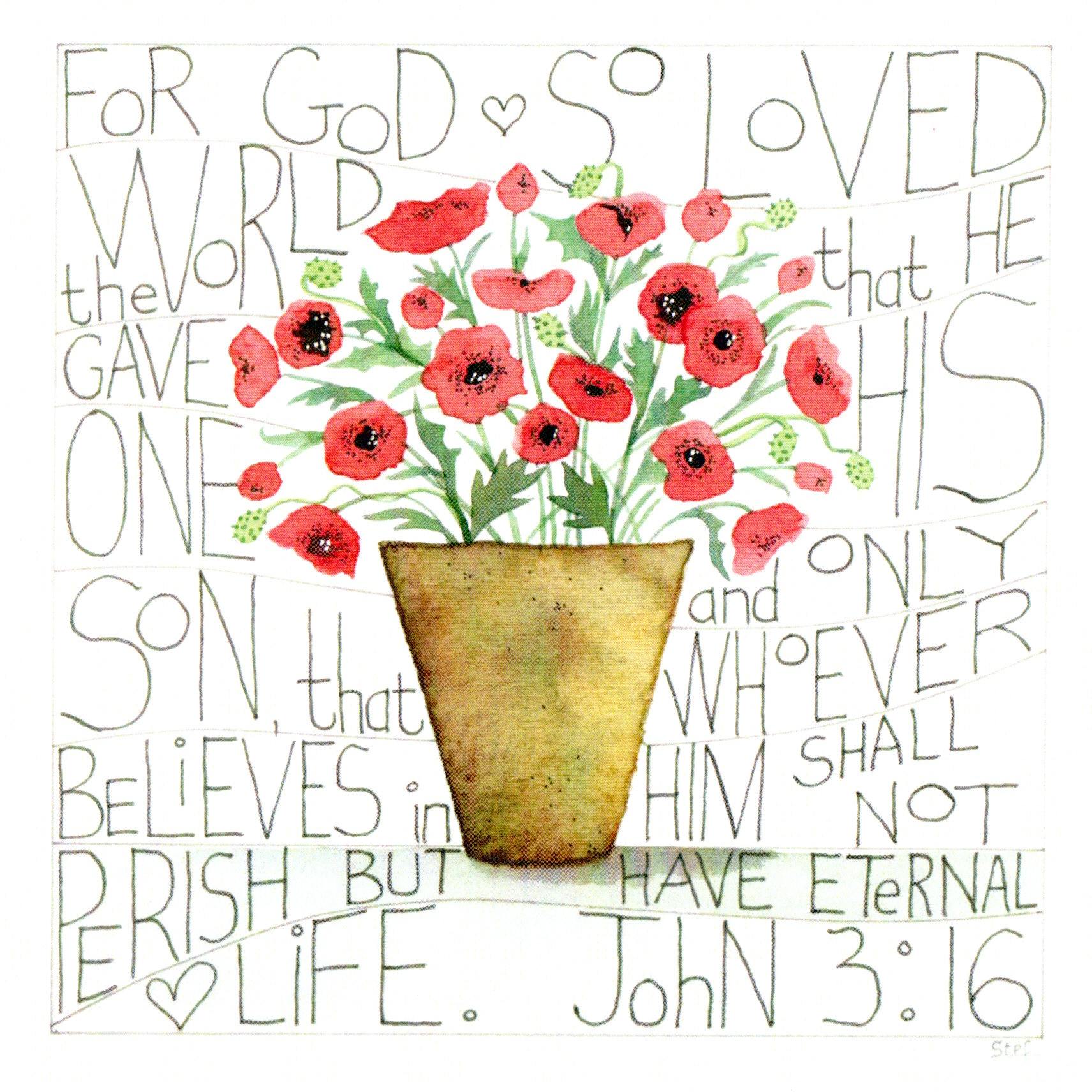 Christian Pot Of Red Poppies — wholesale greeting card
