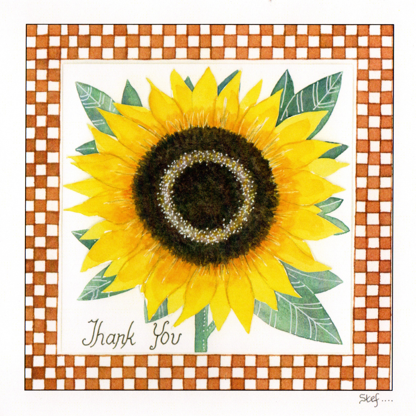 Thank you sunflower card with bright yellow petals image 0