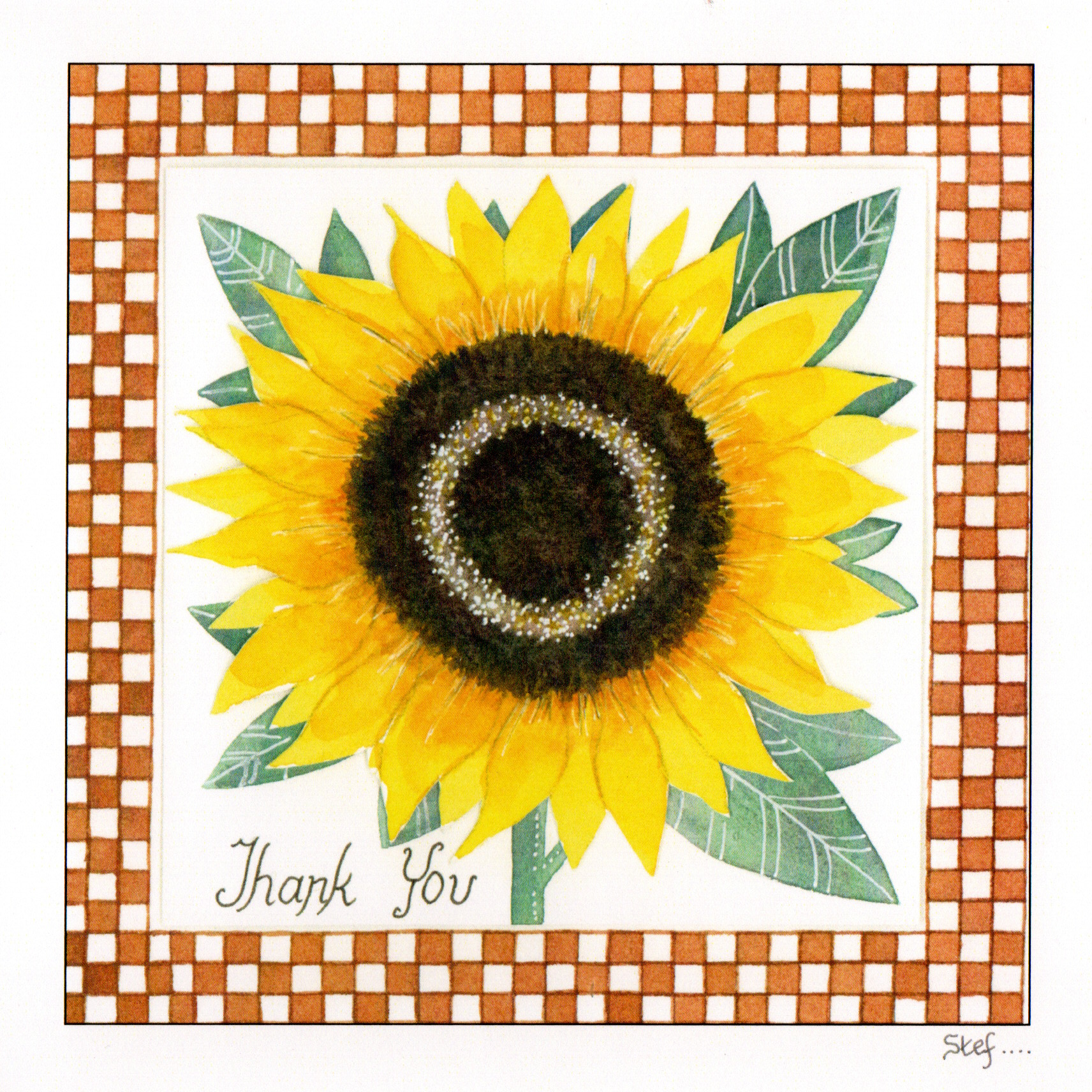 Thank you sunflower card with bright yellow petals image 0