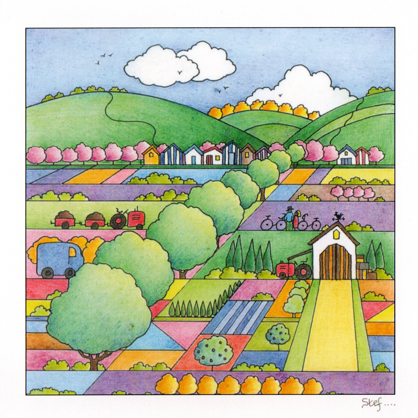 Patchwork Fields And Planted Trees image 0