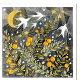 Four Doves in an orange tree — wholesale greeting card