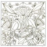 Colour Your Own Two Birds Surrounded By Flowers — wholesale greeting card