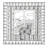 colour your own cat staring out of the window — wholesale greeting card