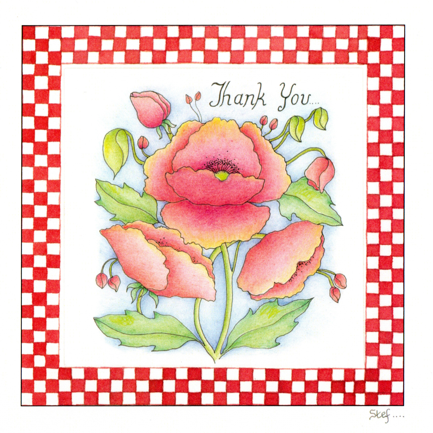 A Thank You Card Featuring Red Poppies — wholesale greeting card