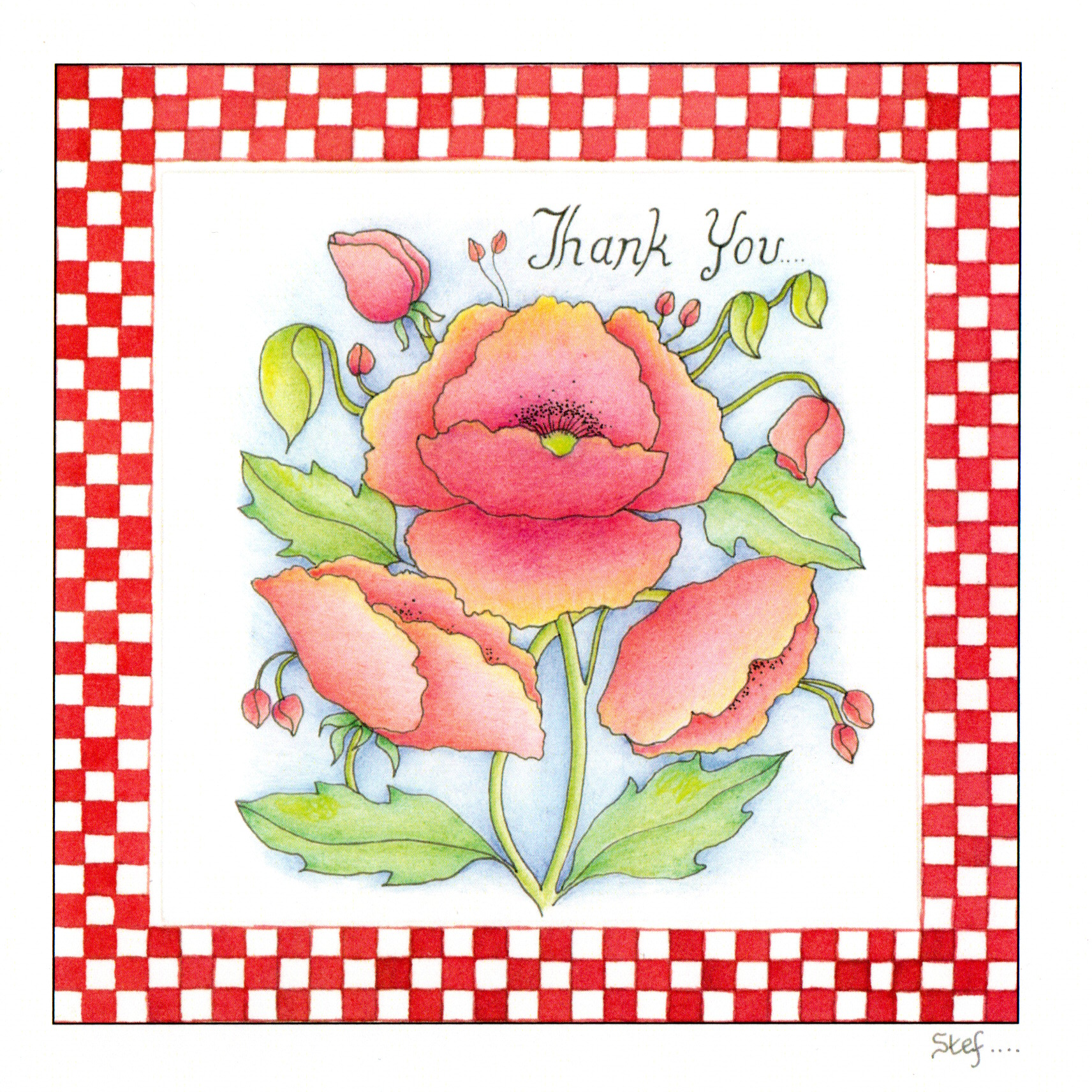 A Thank You Card Featuring Red Poppies — wholesale greeting card