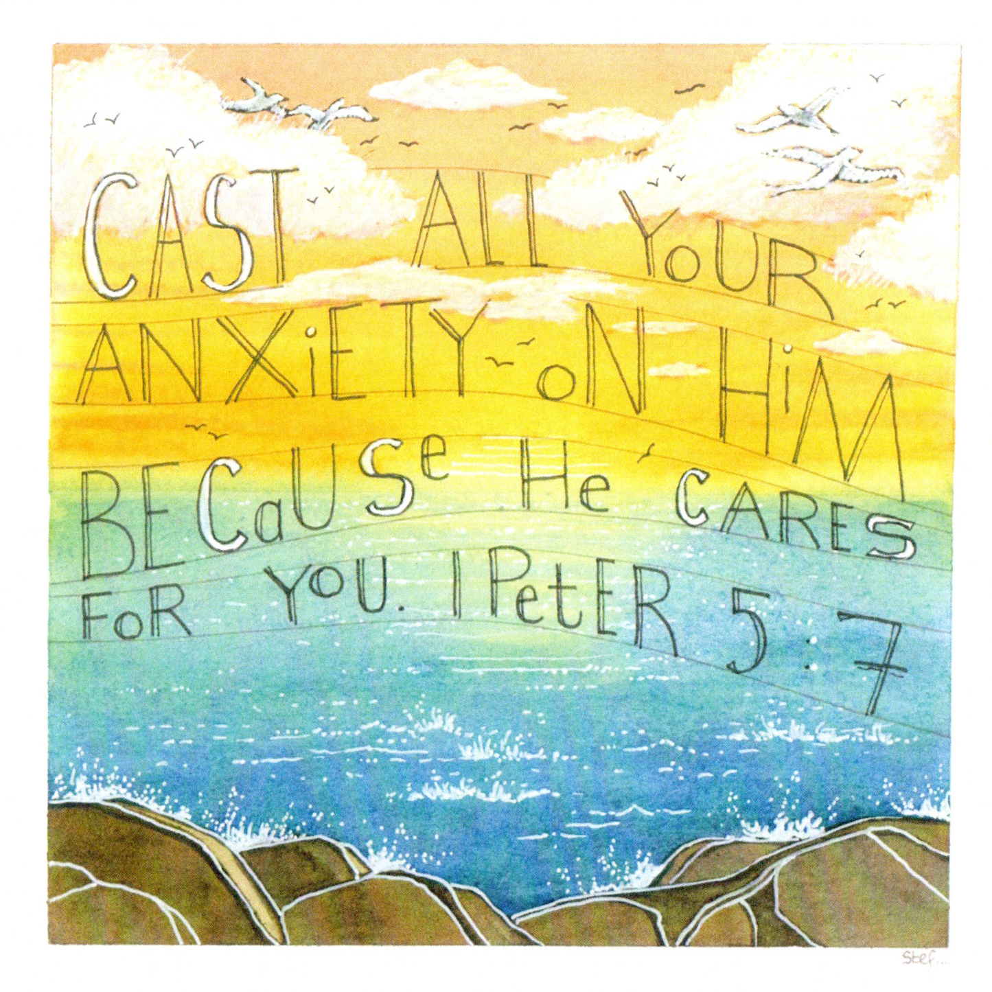 Christian Sunset Cast All Your Anxiety — wholesale greeting card
