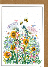 Wildflower Meadow With Bees And Small Birds — wholesale greeting card